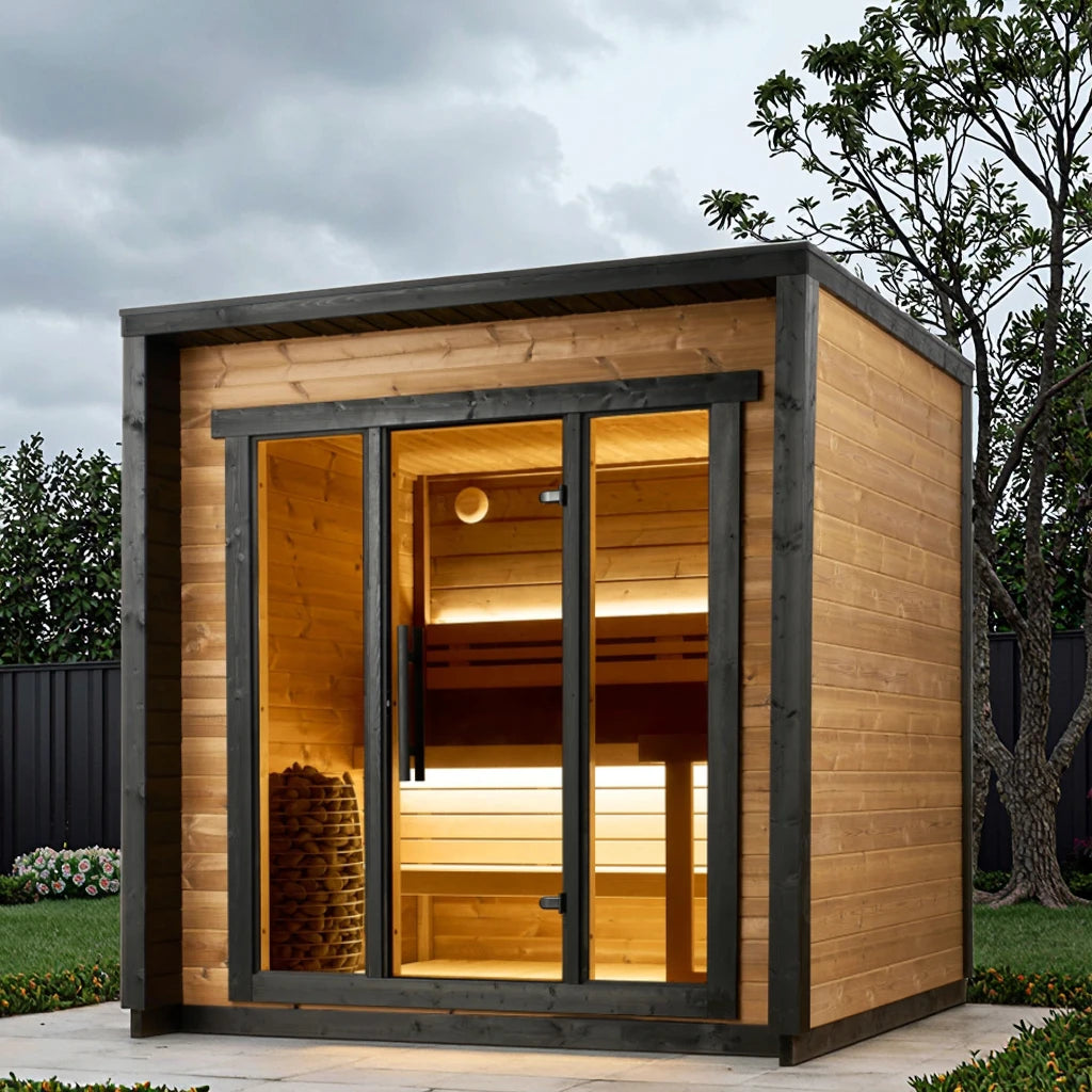 Modern Traditional Cubic Hairdressing Salon Electric Sauna Machine Outdoor Decorative Finish for Private Party Hemlock