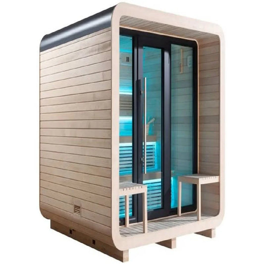 3 Person Full Spectrum Traditional Wood Cube Sauna with Electric Sauna Stove and Low EMF