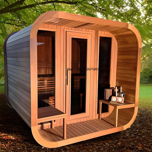 High Quality Solid Wood Cubic Integrated Sauna & Spa Bathtub - Outdoor Relaxation Therapy