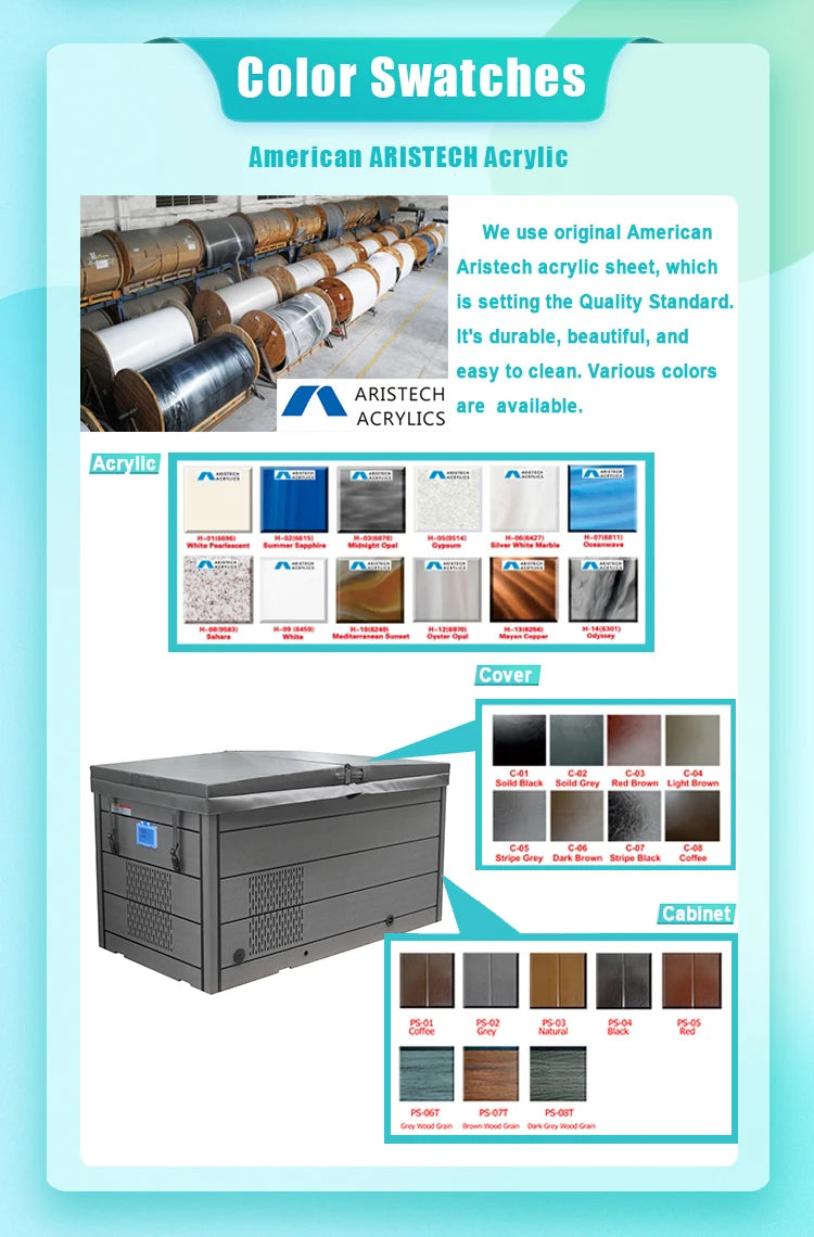 Acrylic chiller ice bath 1-2 people recycling square self-test system intelligent WIFI cold plug with ozone and filter